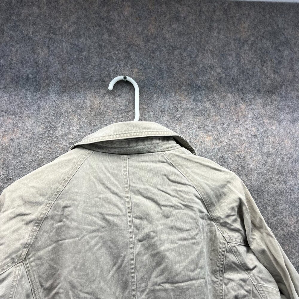 Orvis Jacket Men Small Adult Khaki Full Zip Tan Beige Trench Coat Canvas Cotton - Picture 10 of 12